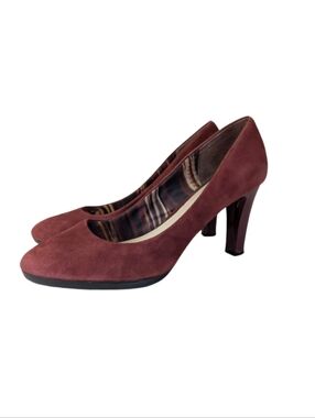 Anne Klein iflex Burgundy Suede Pumps With Patent Heels | Size 8.5